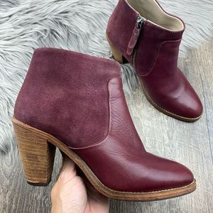 Boden Burgundy Leather & Suede Ankle Boots